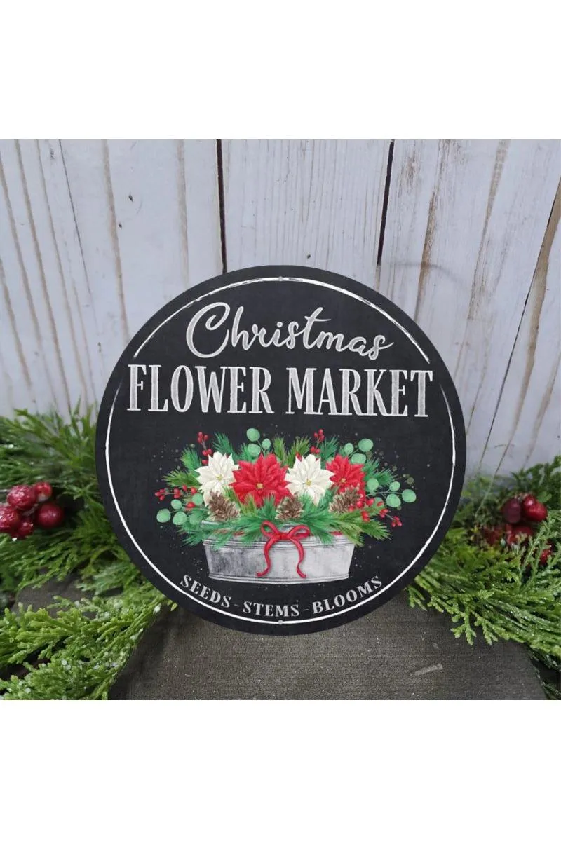 12" Metal Round Sign: Christmas Market