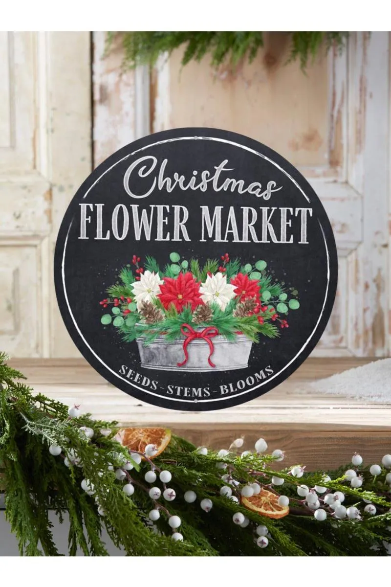 12" Metal Round Sign: Christmas Market