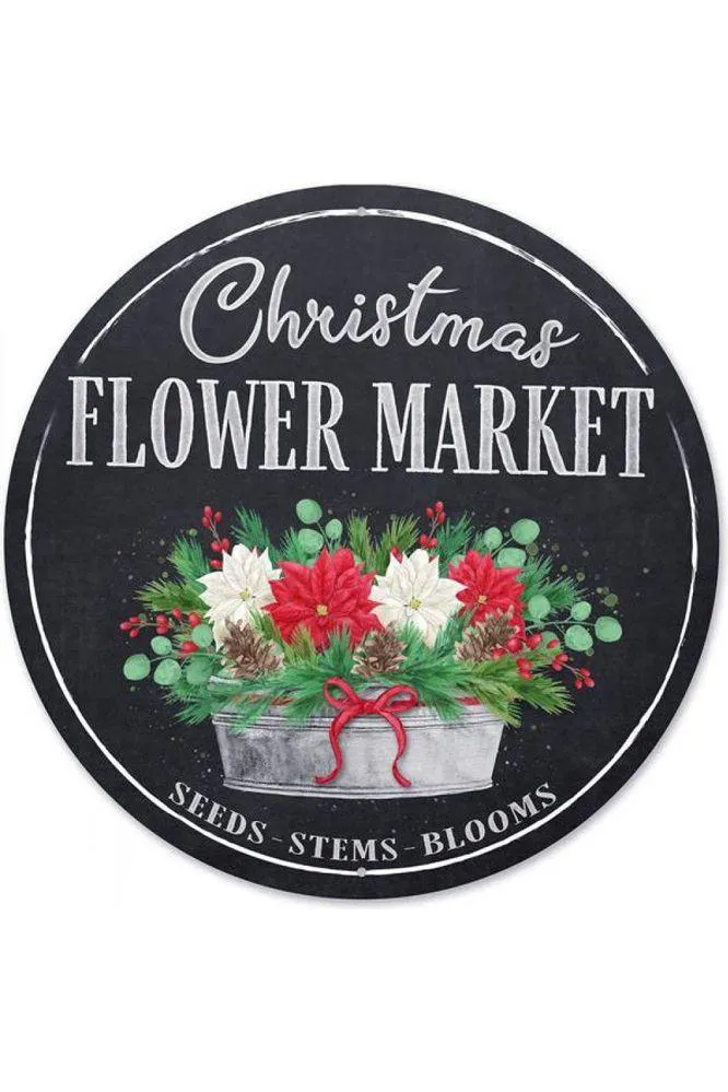 12" Metal Round Sign: Christmas Market