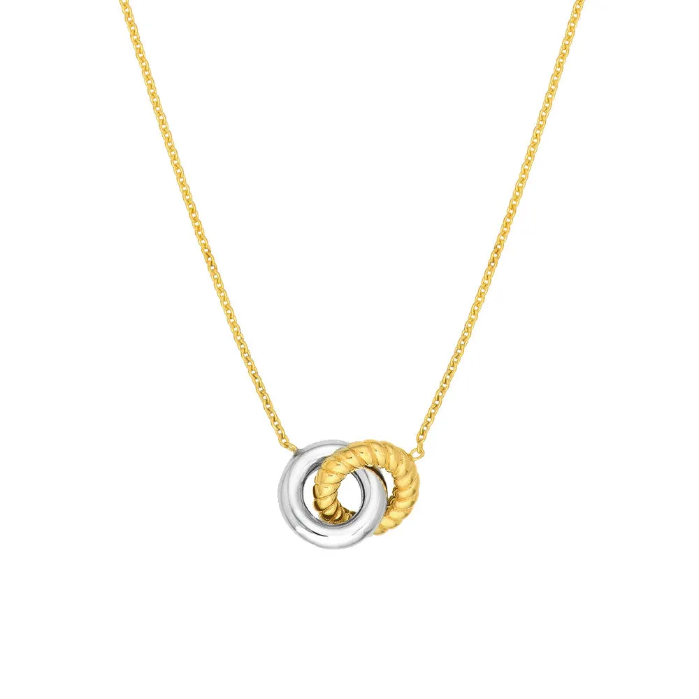 14K Two-Tone Interlocking Circle Necklace