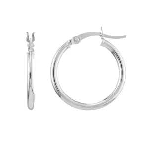 14K White Gold 2x20MM Hoop Earrings