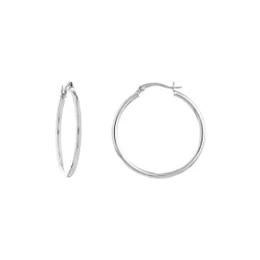 14K White Gold 2x30MM Hoop Earrings