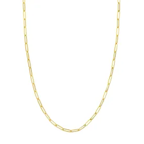 14K Yellow Gold 3.80mm Hollow Paperclip Chain with Pear Lock