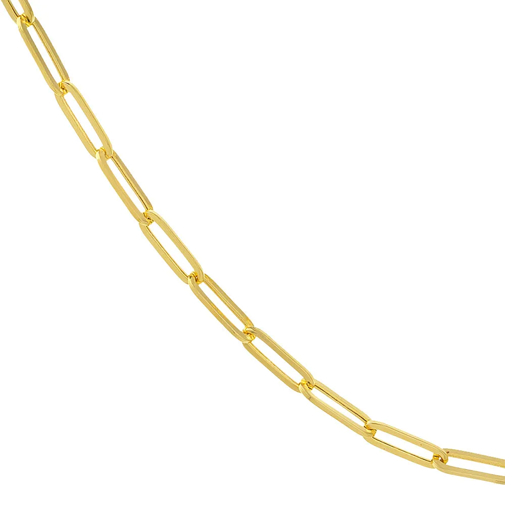 14K Yellow Gold 3.80mm Hollow Paperclip Chain with Pear Lock