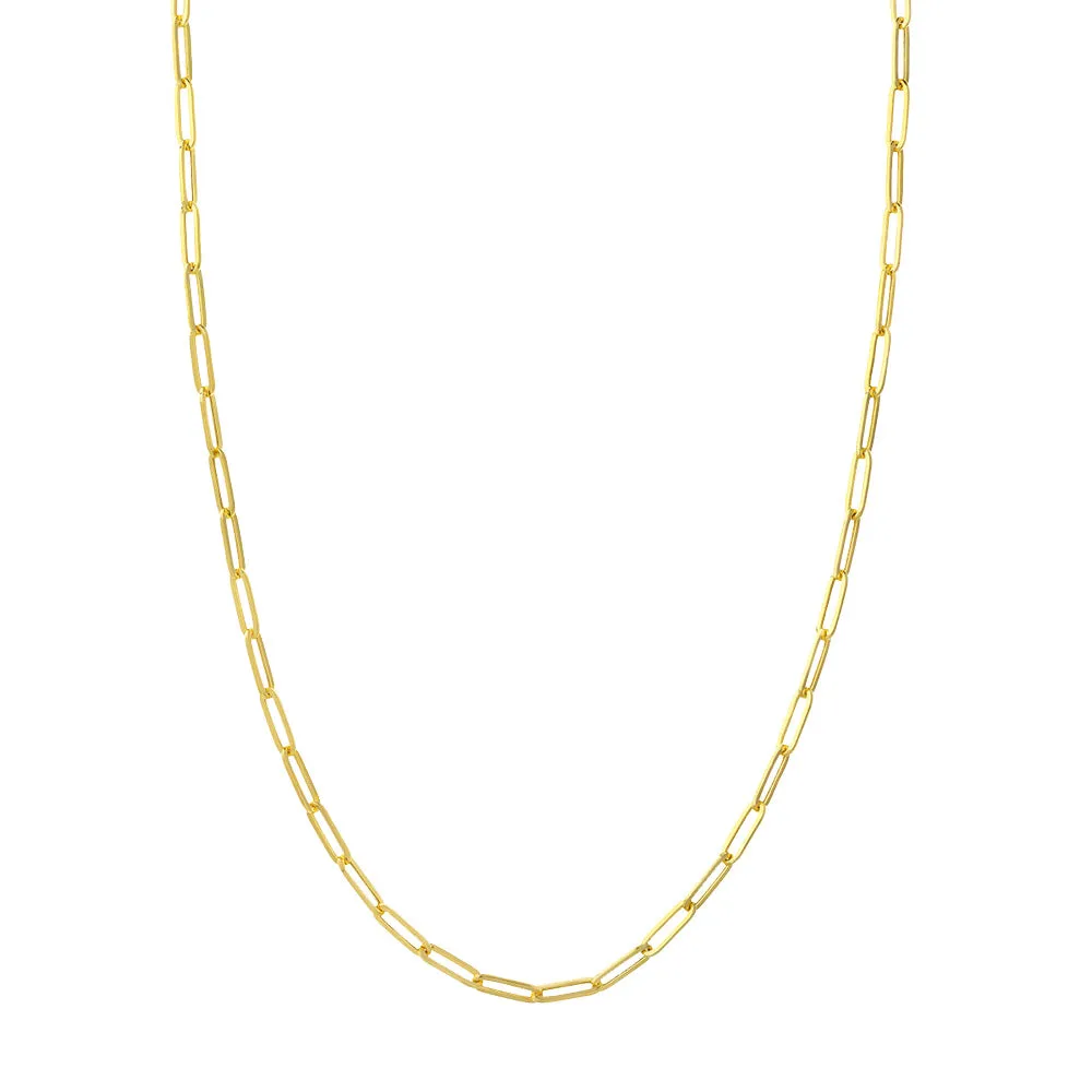 14K Yellow Gold 3.80mm Hollow Paperclip Chain with Pear Lock