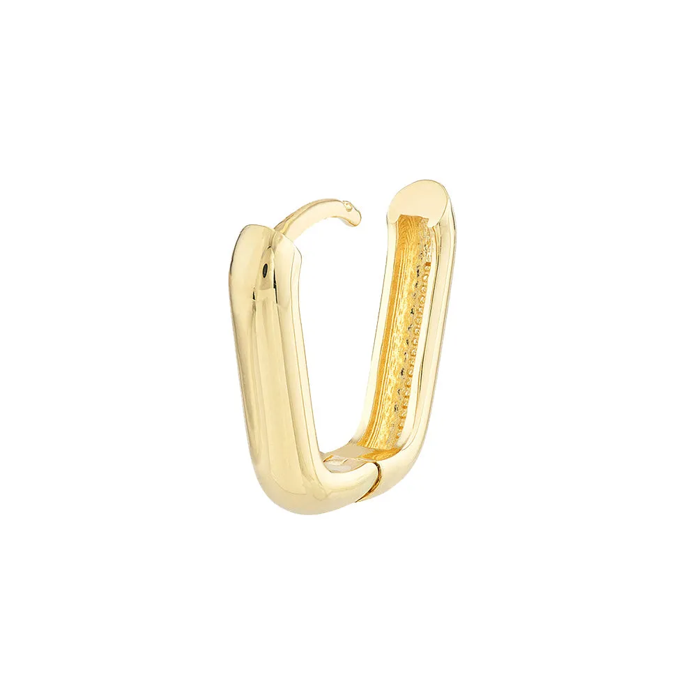 14K Yellow Gold Oblong Mini Hoop Earrings, 15MM