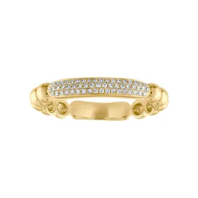 14KT GOLD DIAMOND PAVE BAR BEAD RING