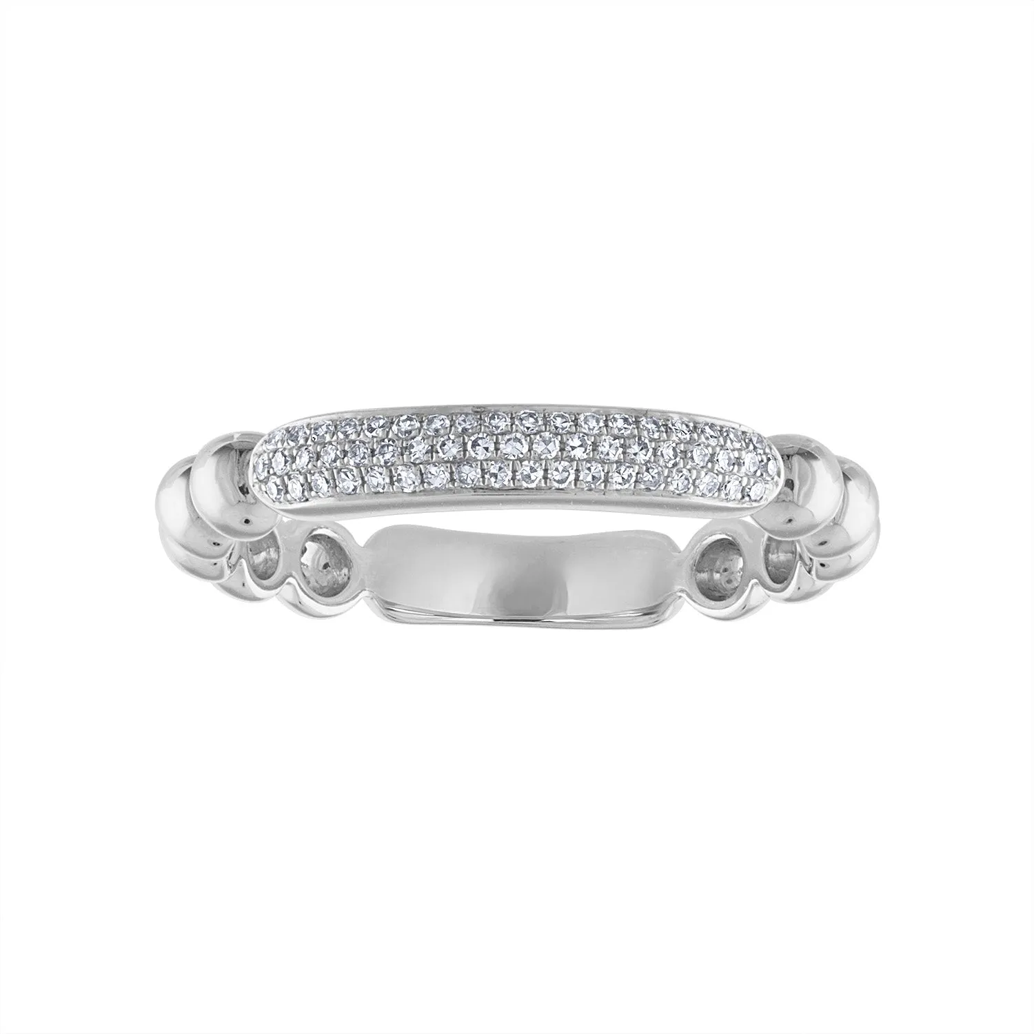 14KT GOLD DIAMOND PAVE BAR BEAD RING