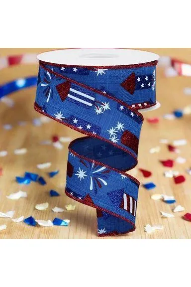 1.5" Firecrackers Ribbon: Royal Blue (10 Yards)