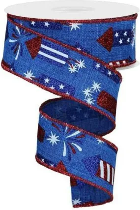 1.5" Firecrackers Ribbon: Royal Blue (10 Yards)