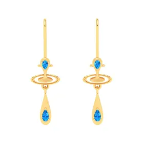 18k Dainty Rain Themed Stone Studded Gold Earrings Design