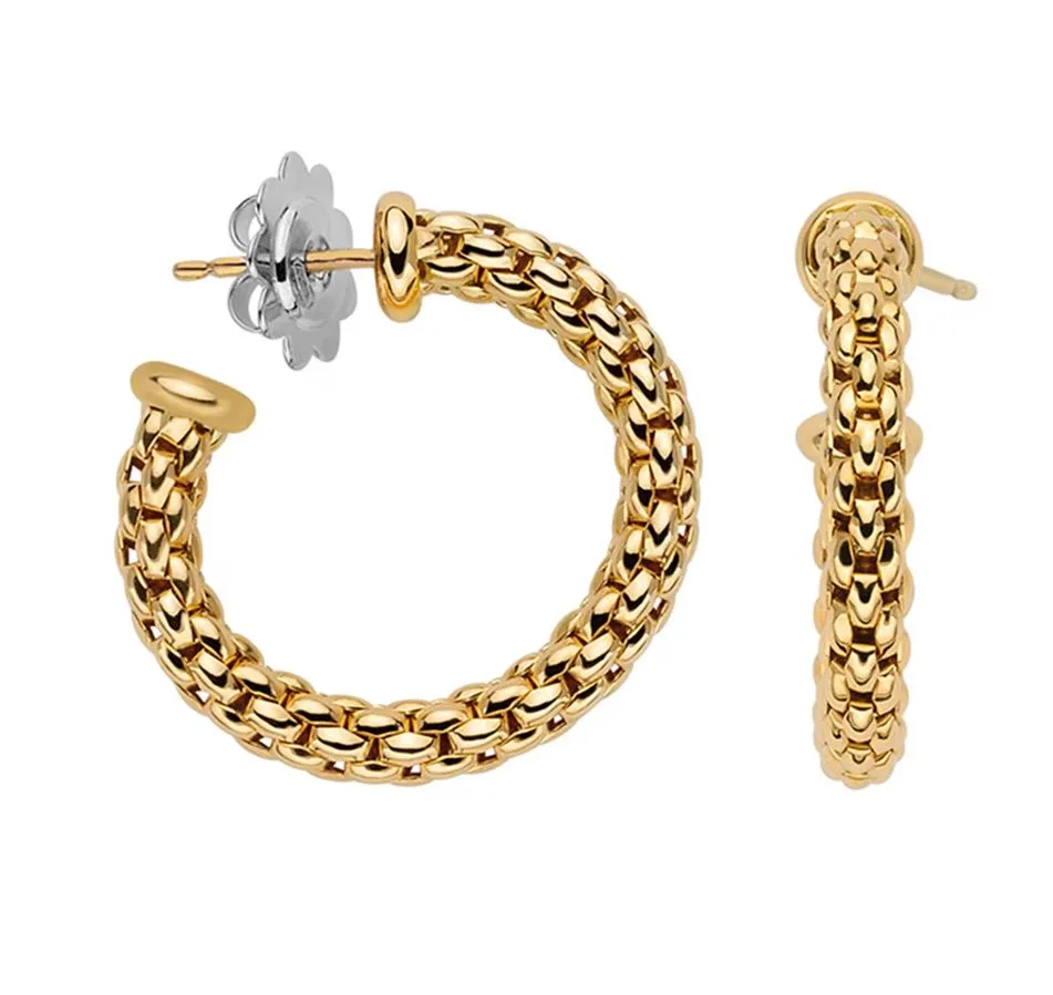 18K Gold Essential Small Hoop Mesh Chain Earrings