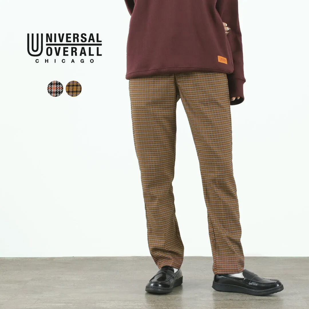 【30％OFF】UNIVERSAL OVERALL（ユニバーサルオーバーオール） ハウンドトゥース T/Rチェック オフィサーパンツ