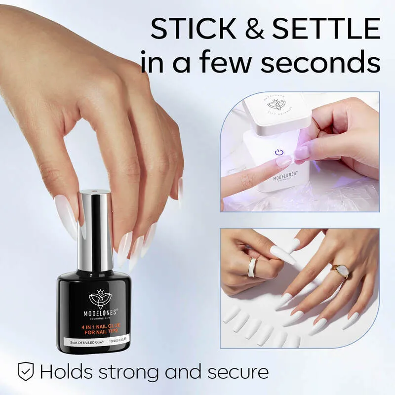 4-In-1 Nail Glue Gel & Top Coat Set 15ml