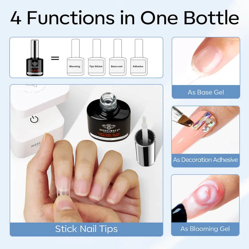 4-In-1 Nail Glue Gel & Top Coat Set 15ml