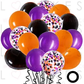 70 Pack Halloween Party Balloons,12inch Black Purple Orange Confetti Halloween Ballons Garland Kit for Halloween Birthday Hocus Pocus Party Decorations…