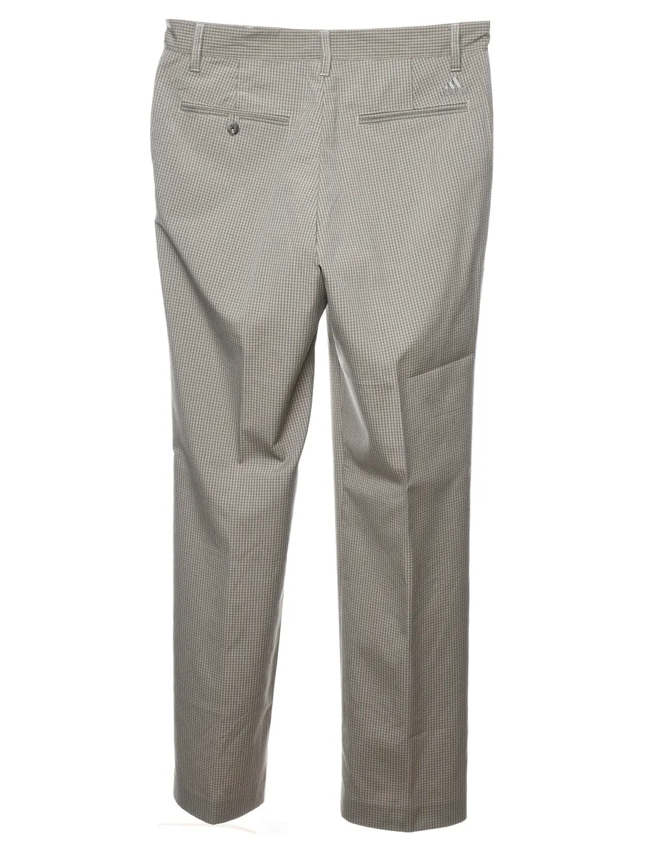 Adidas Checked Pattern Beige & Grey Suit Trousers - W33 L32