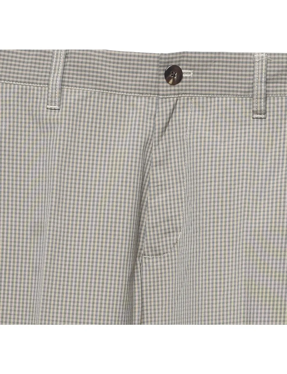 Adidas Checked Pattern Beige & Grey Suit Trousers - W33 L32