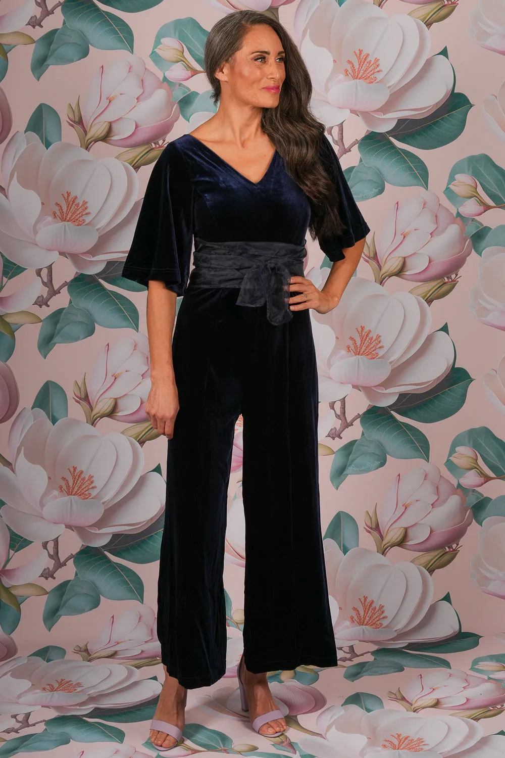 Andie Ollie Velvet Jumpsuit - Navy