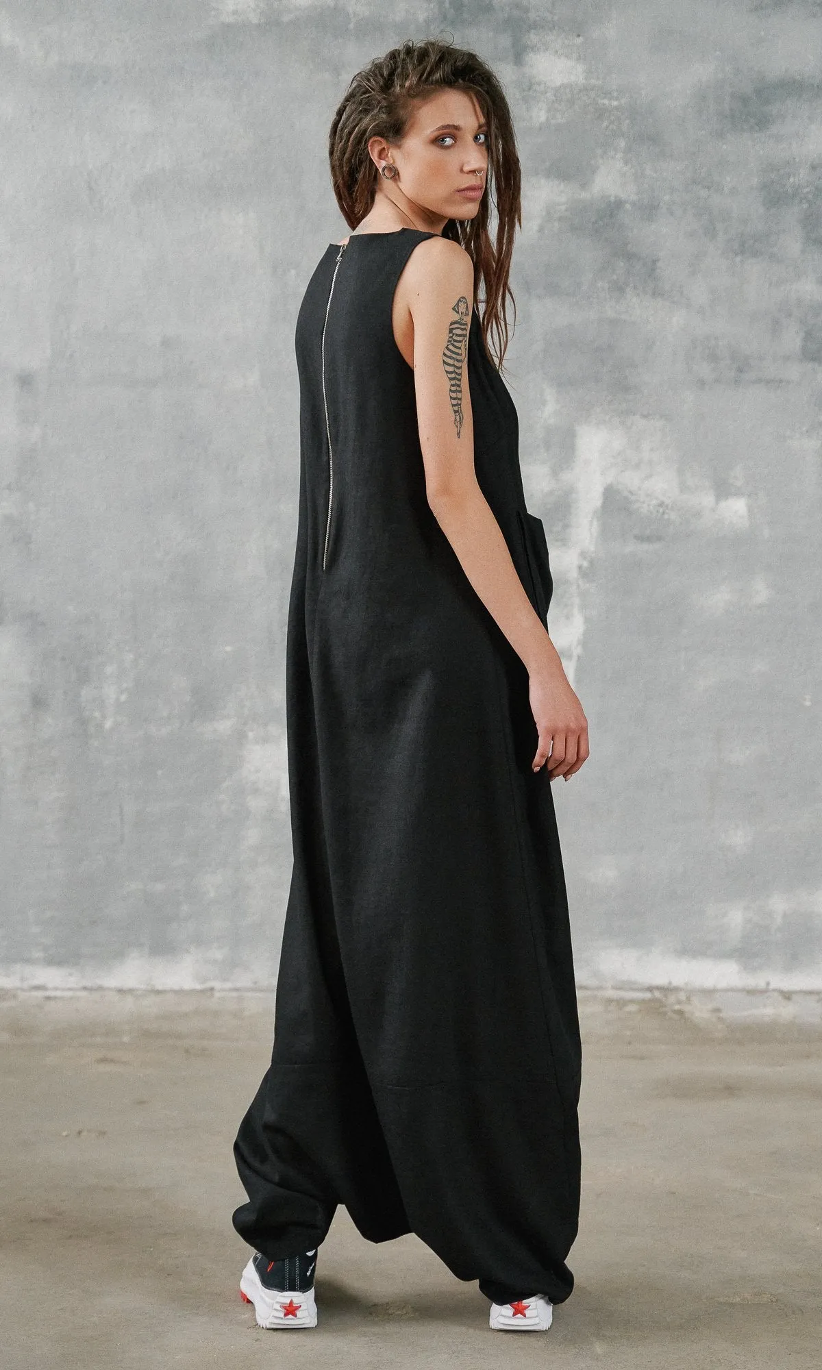 Asymmetric Drop Crotch Jumpsuit