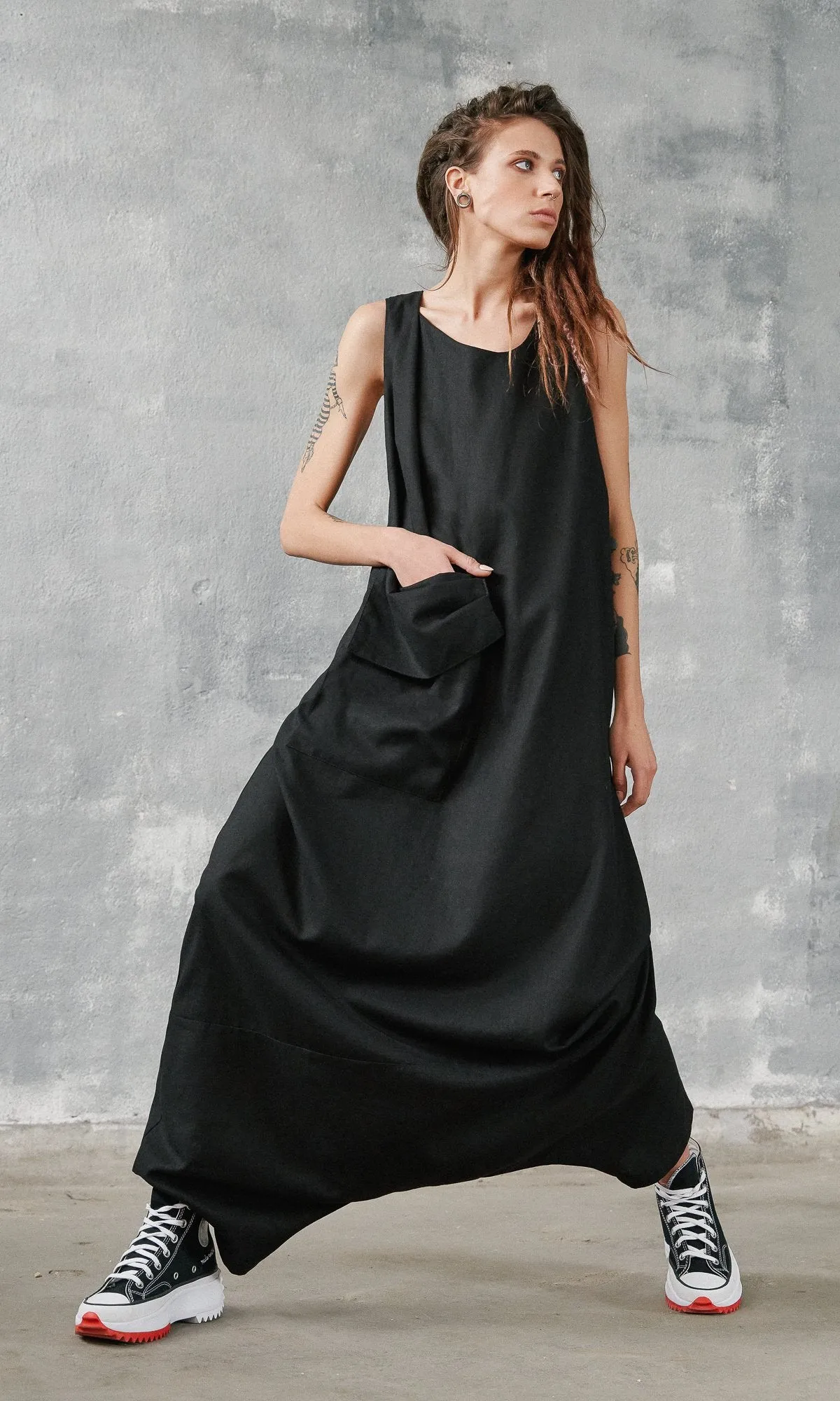 Asymmetric Drop Crotch Jumpsuit