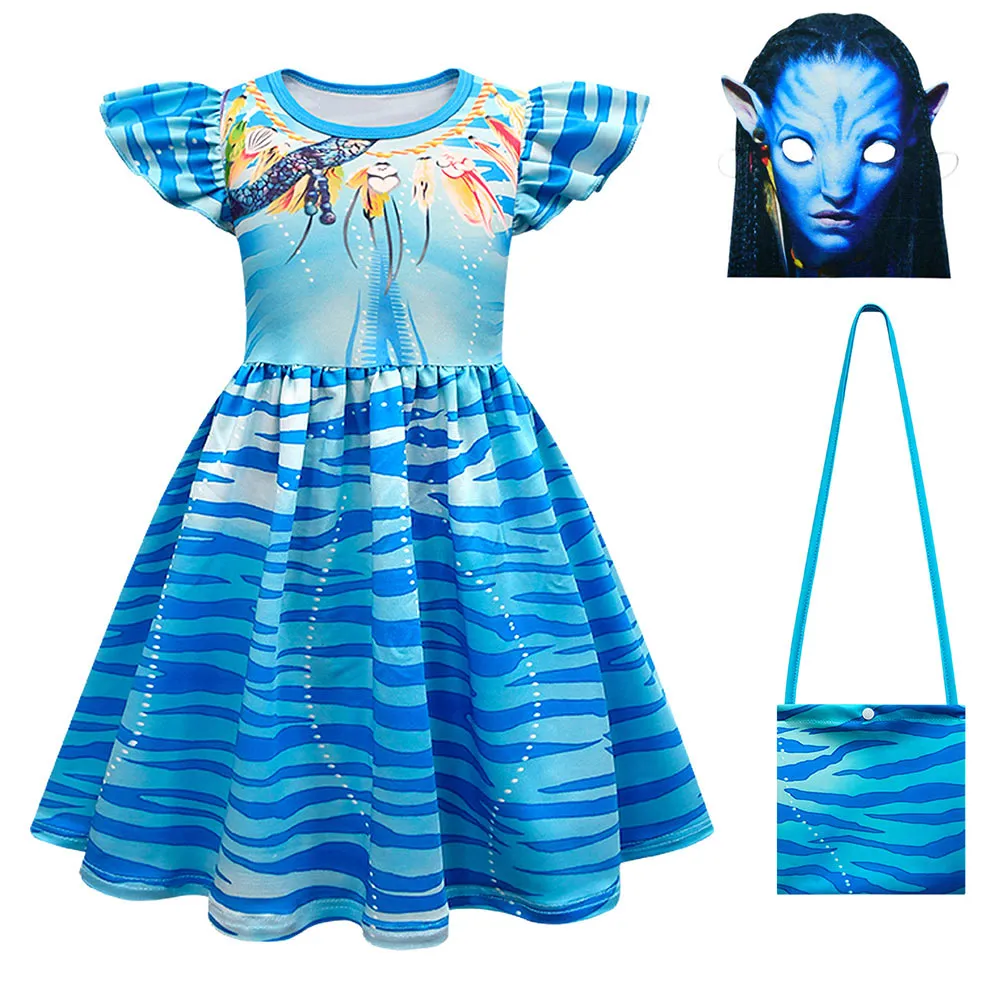 ﻿Avatar Neytiri Kids Girls Cosplay Costume Dress Outfits Halloween Carnival Party Suit