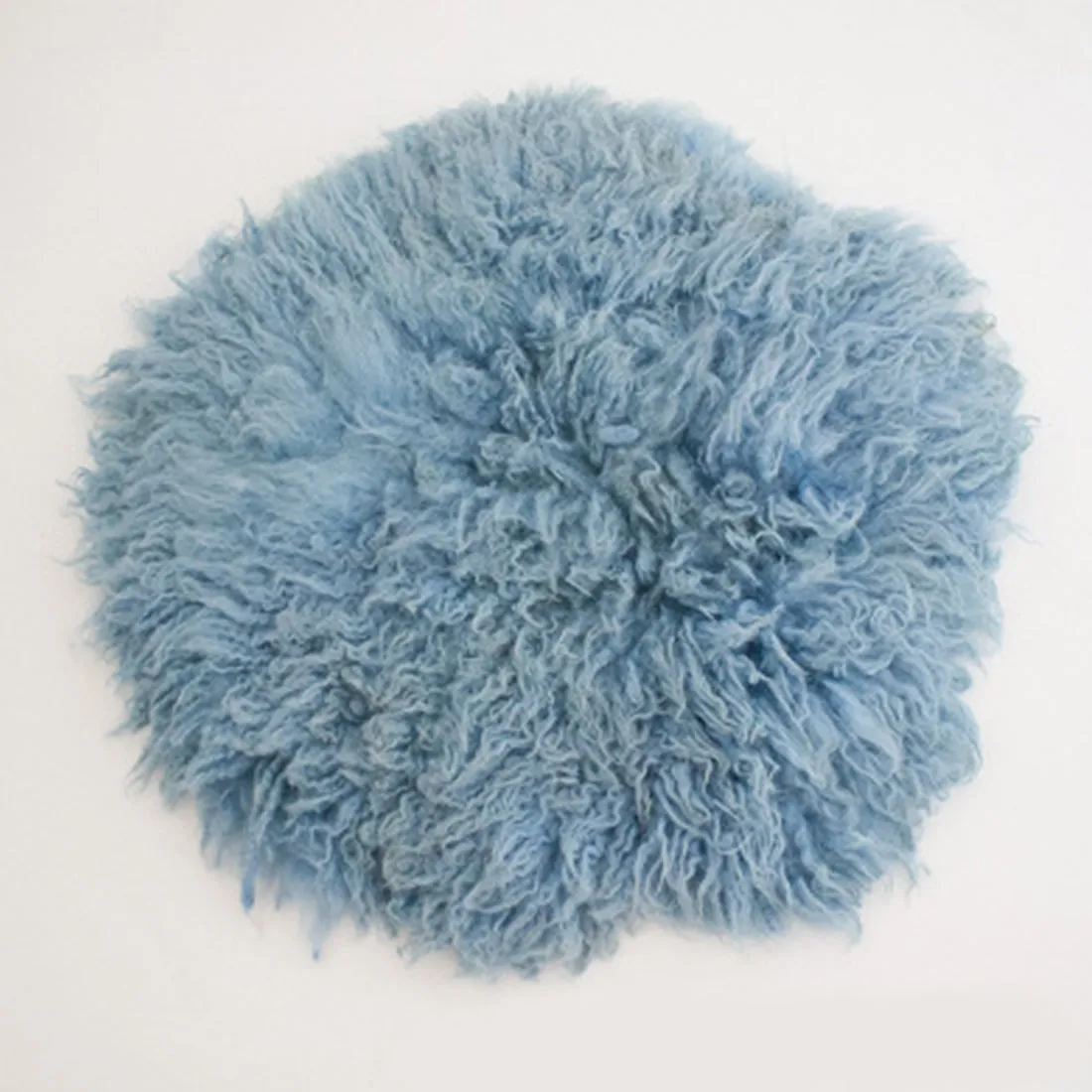 Babymoon Round Wool Flokati Fur Blanket | Photoshoot Props | Blue