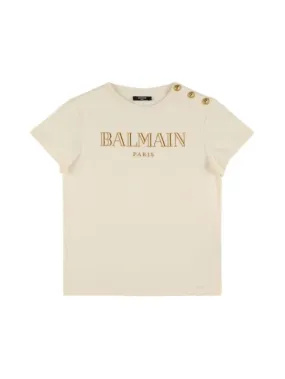 Balmain   Logo printed cotton jersey t-shirt 