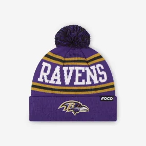 Baltimore Ravens Primary Logo Stripe Pom Beanie