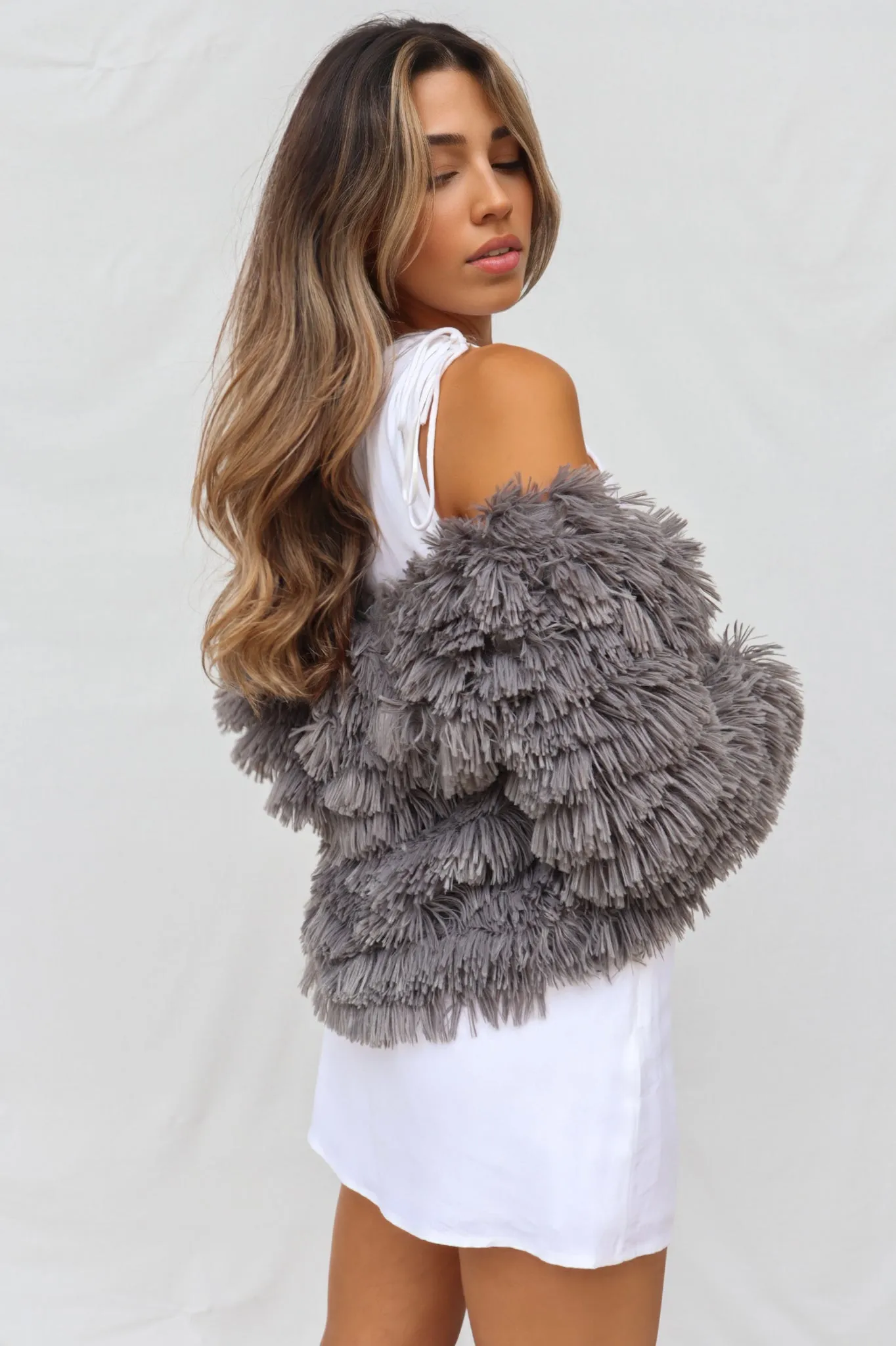 Bambi Faux Fur Jacket - Grey