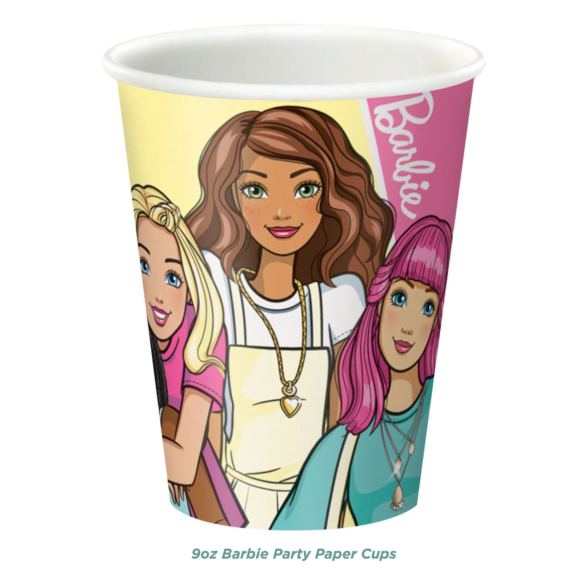 Barbie and Friends Party Paper Plates, Napkins, Cups, Table Cover, and Banner (Serves 16)