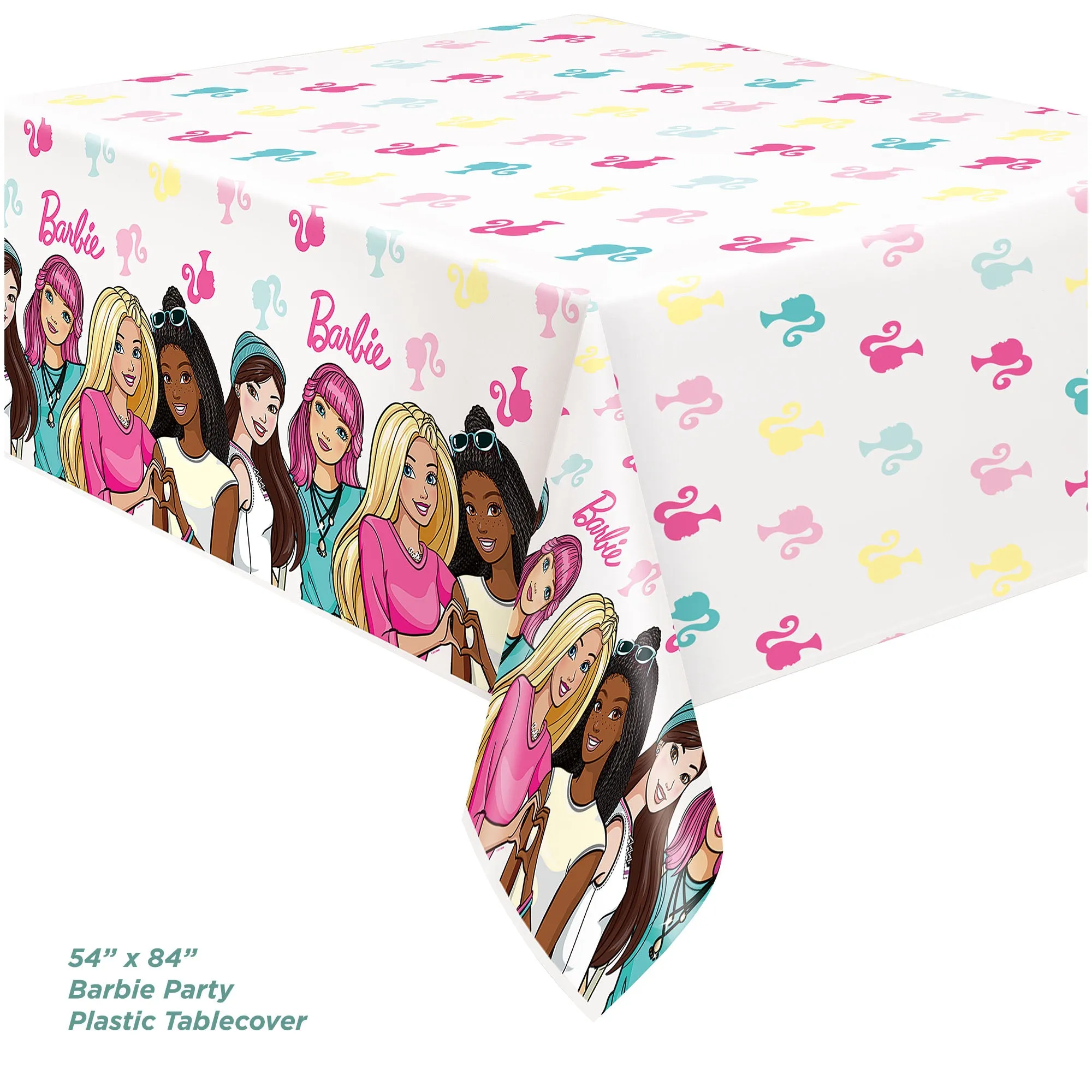 Barbie and Friends Party Paper Plates, Napkins, Cups, Table Cover, and Banner (Serves 16)