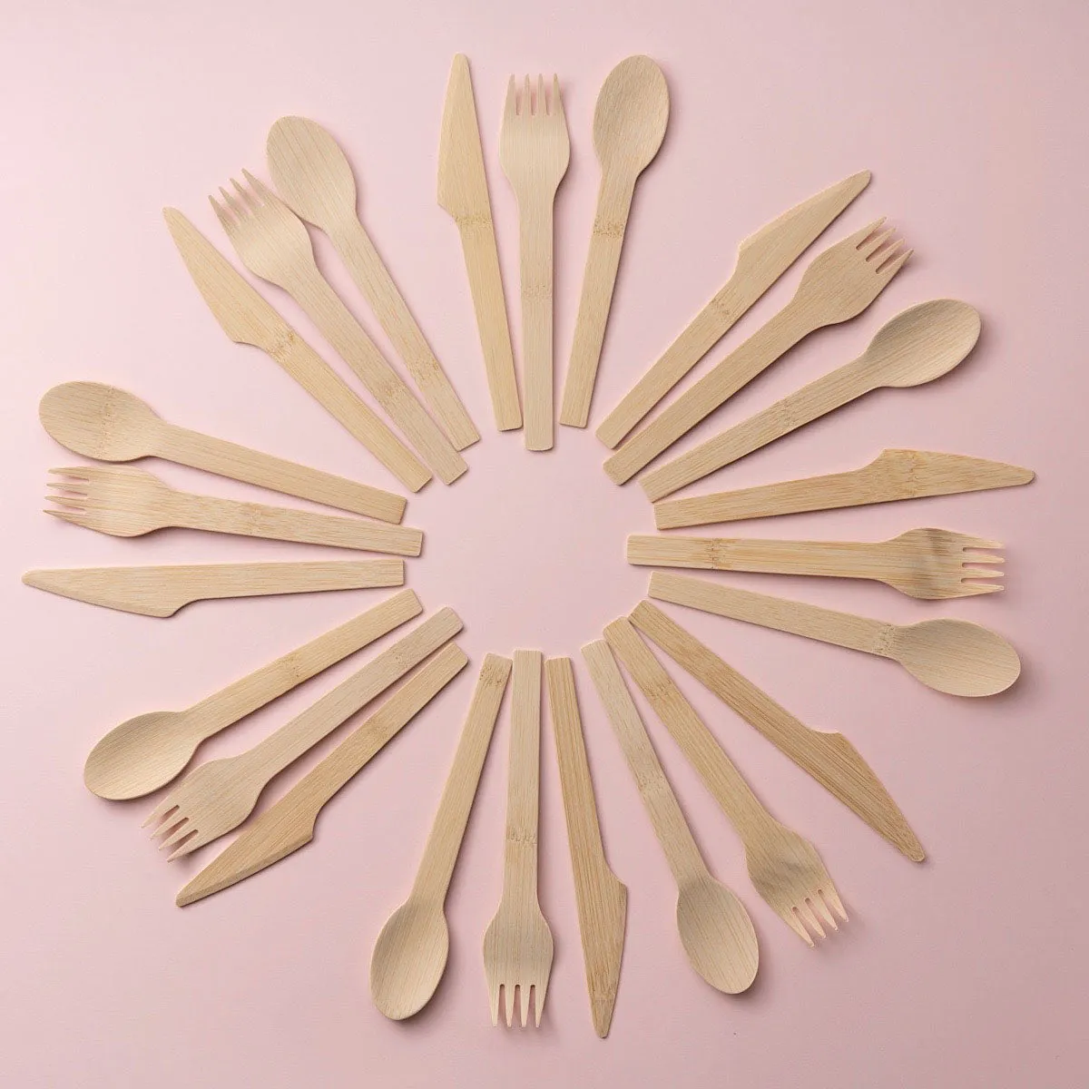 Biodegradable Bamboo Utensil Set, Set of 8 each (knife, fork, spoon)