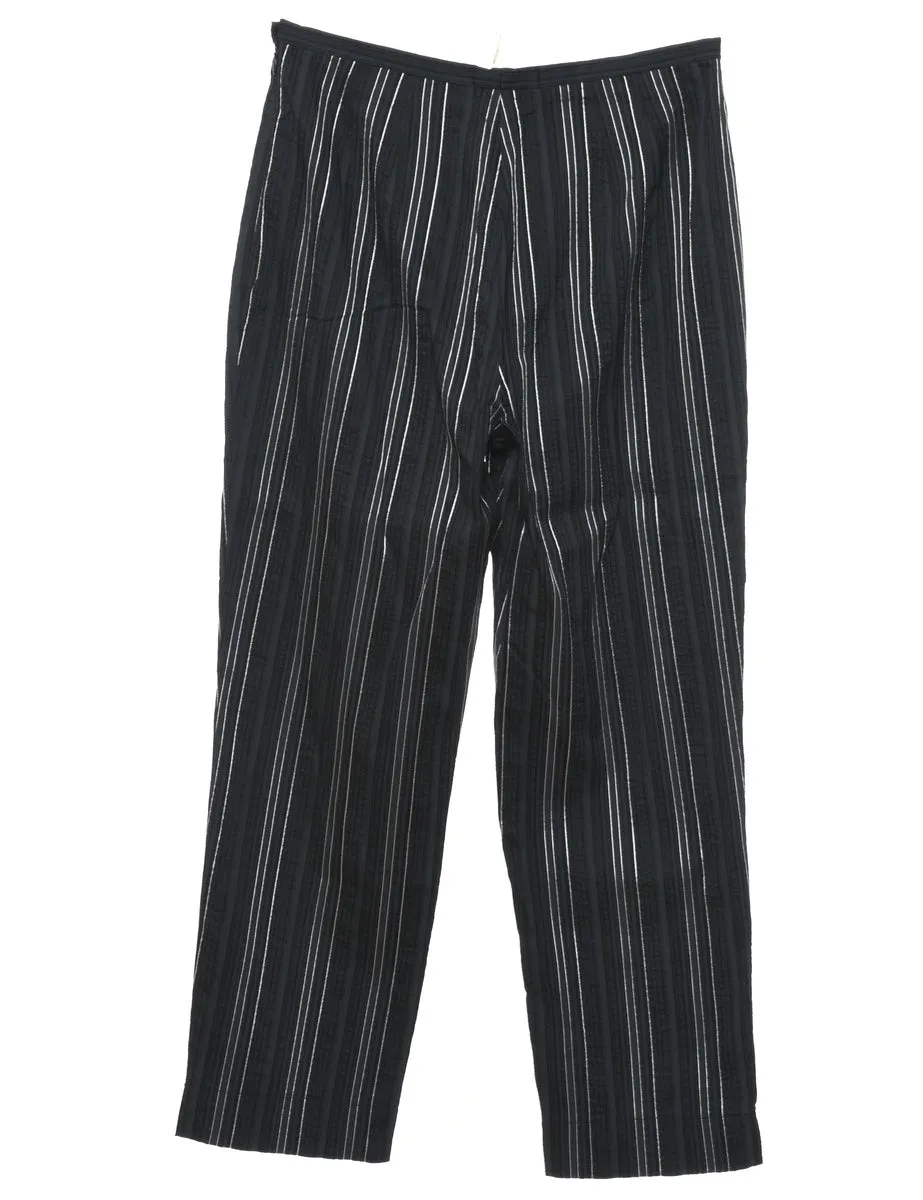 Black Pinstriped Trousers - W28 L26