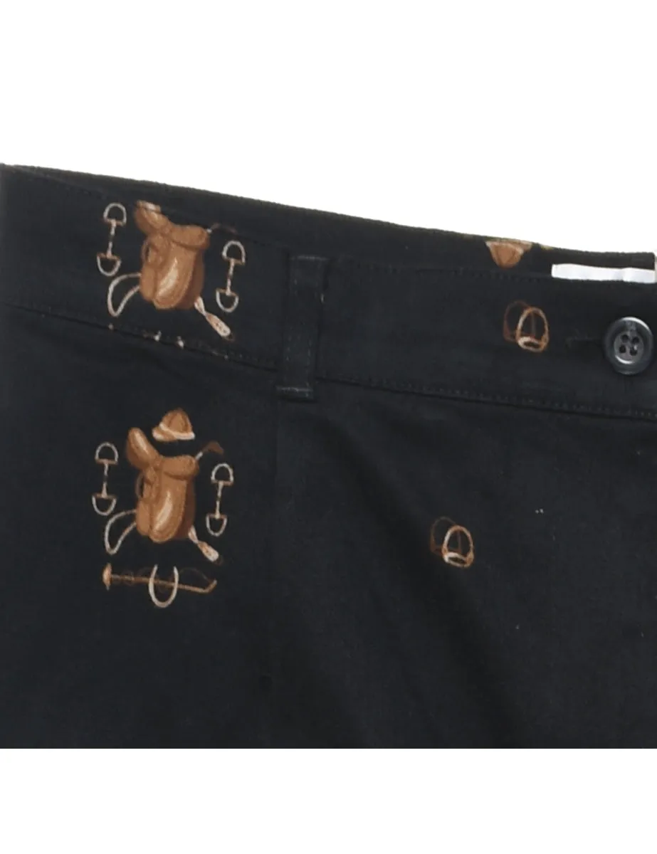 Black Western Printed Trousers - W30 L30