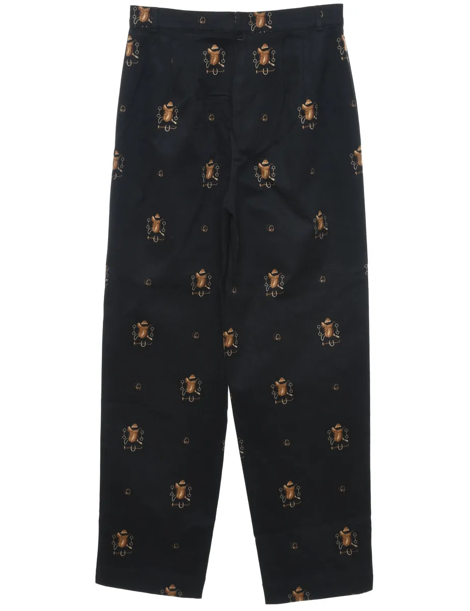 Black Western Printed Trousers - W30 L30