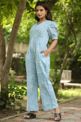 Blue Beetle Hand Block Printed  Jumpsuit