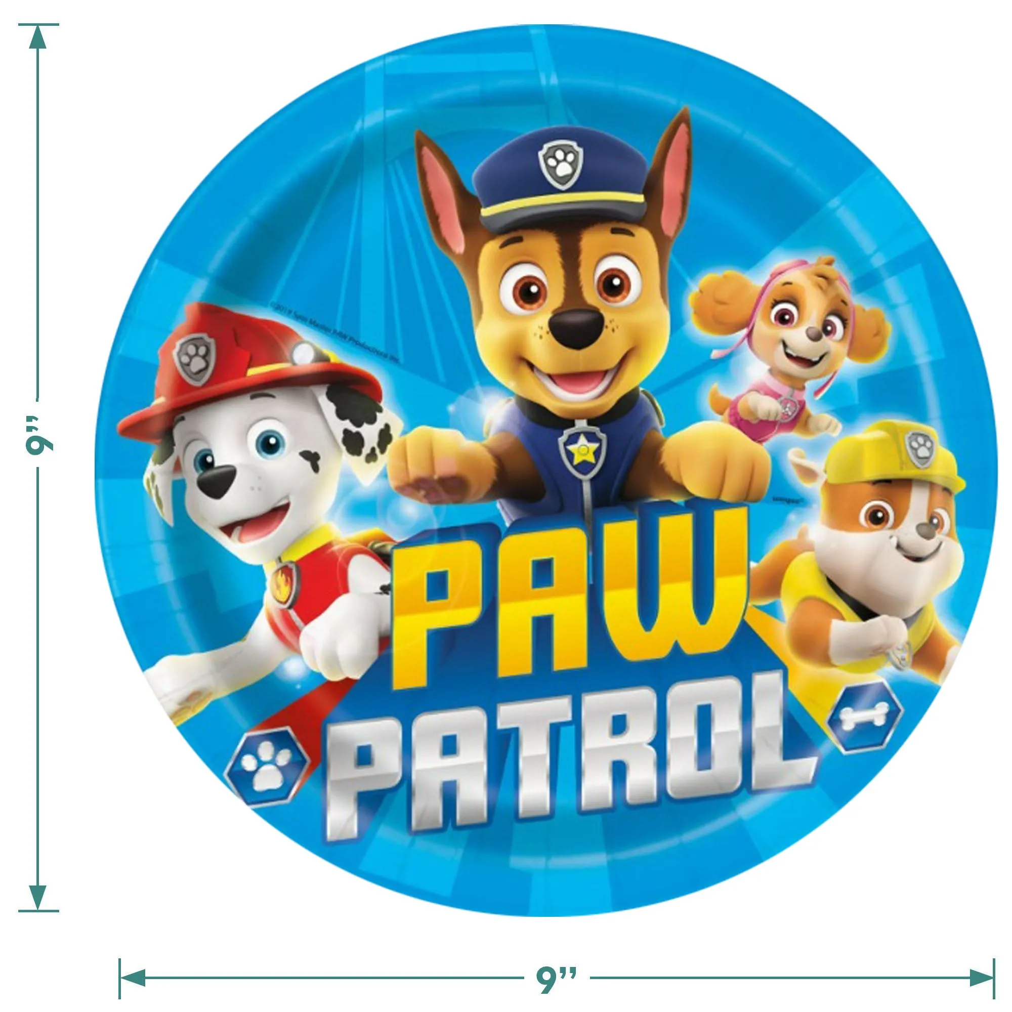 Blue Paw Patrol Theme Birthday Party Paper Dinner Plates and Lunch Napkins (Serves 16)