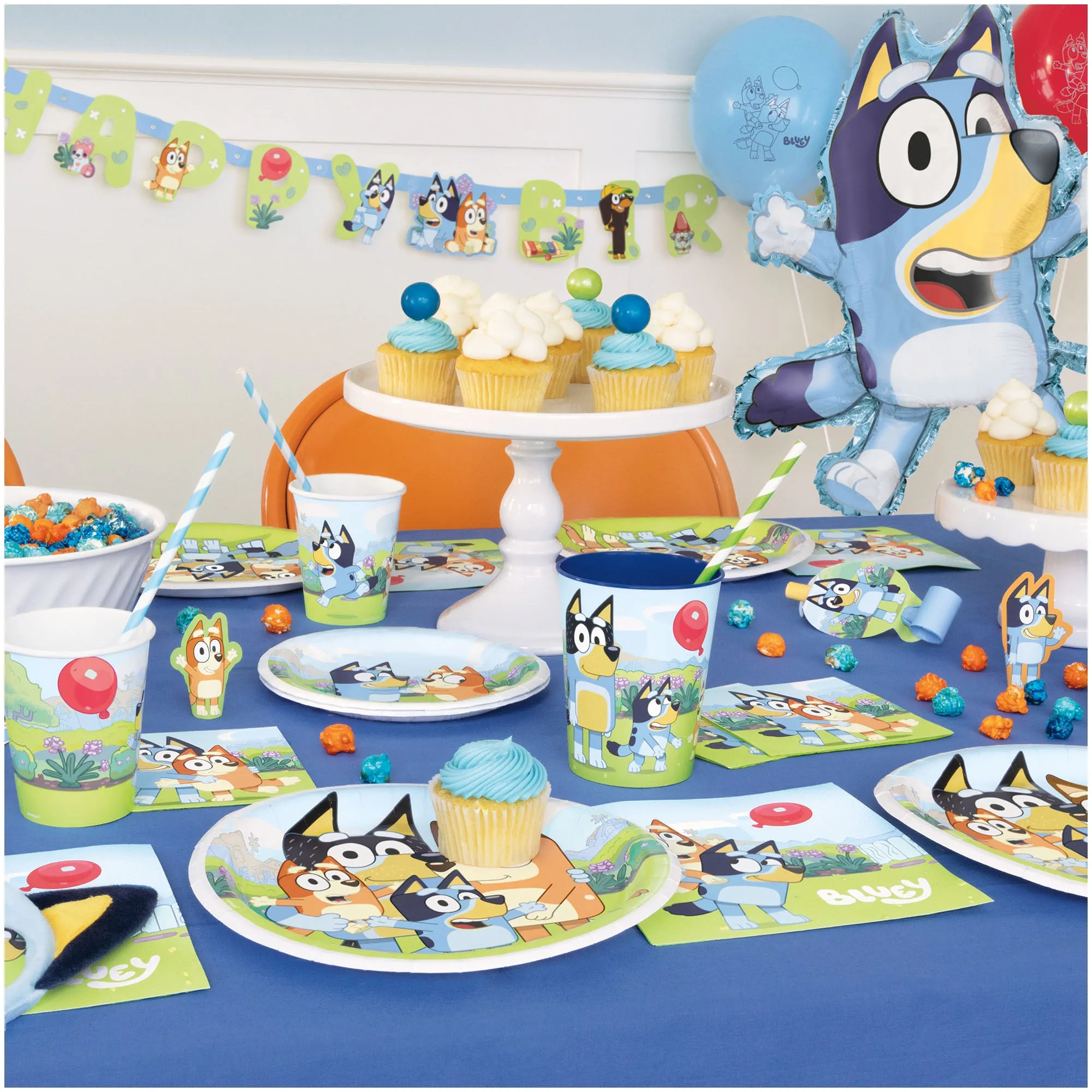 Bluey Party Supplies - Dinner Plates,Dessert Plates,Lunch Napkins,and Napkins (Serves 32 )