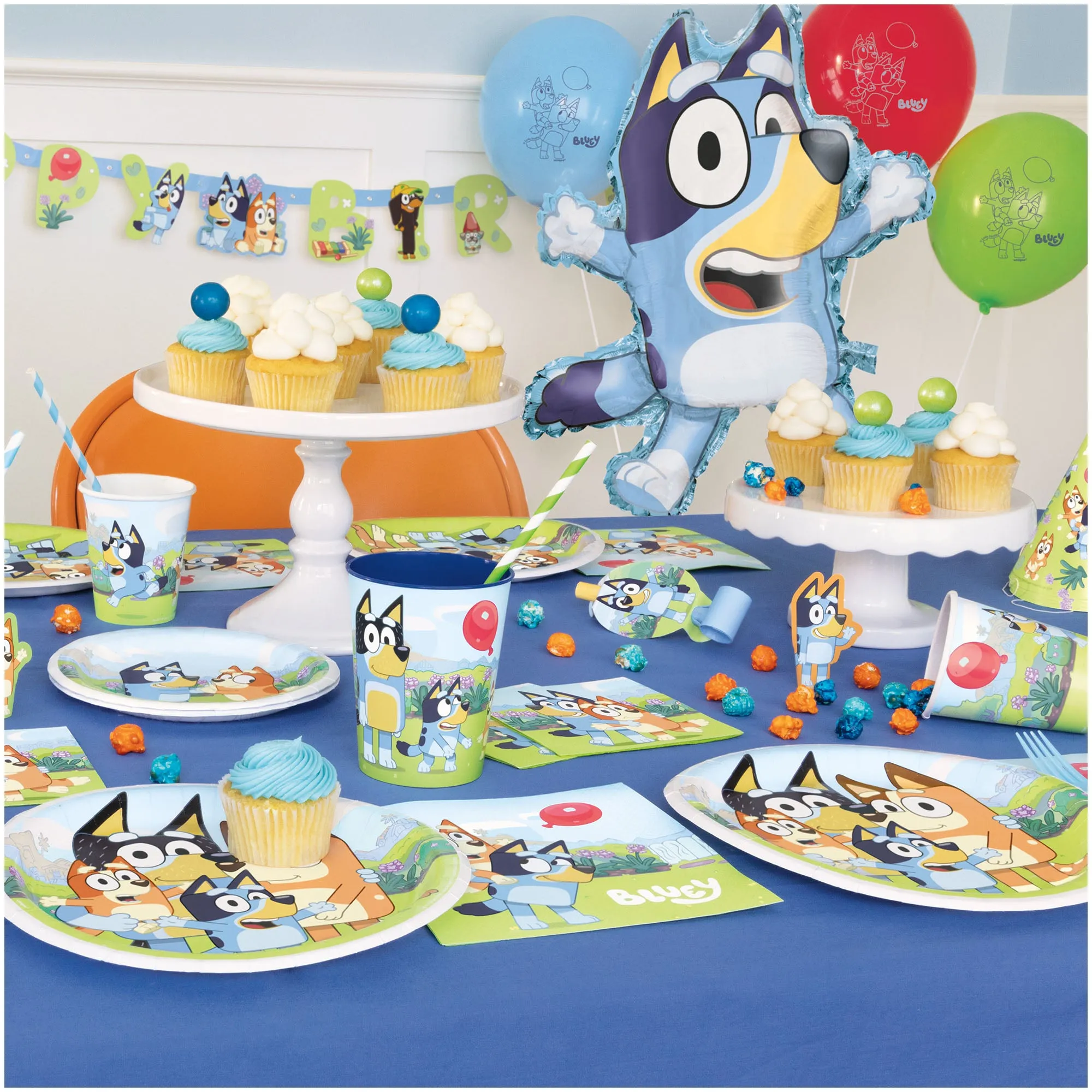 Bluey Party Supplies - Round Paper Dessert Plates and Beverage Napkins (Serves 16)