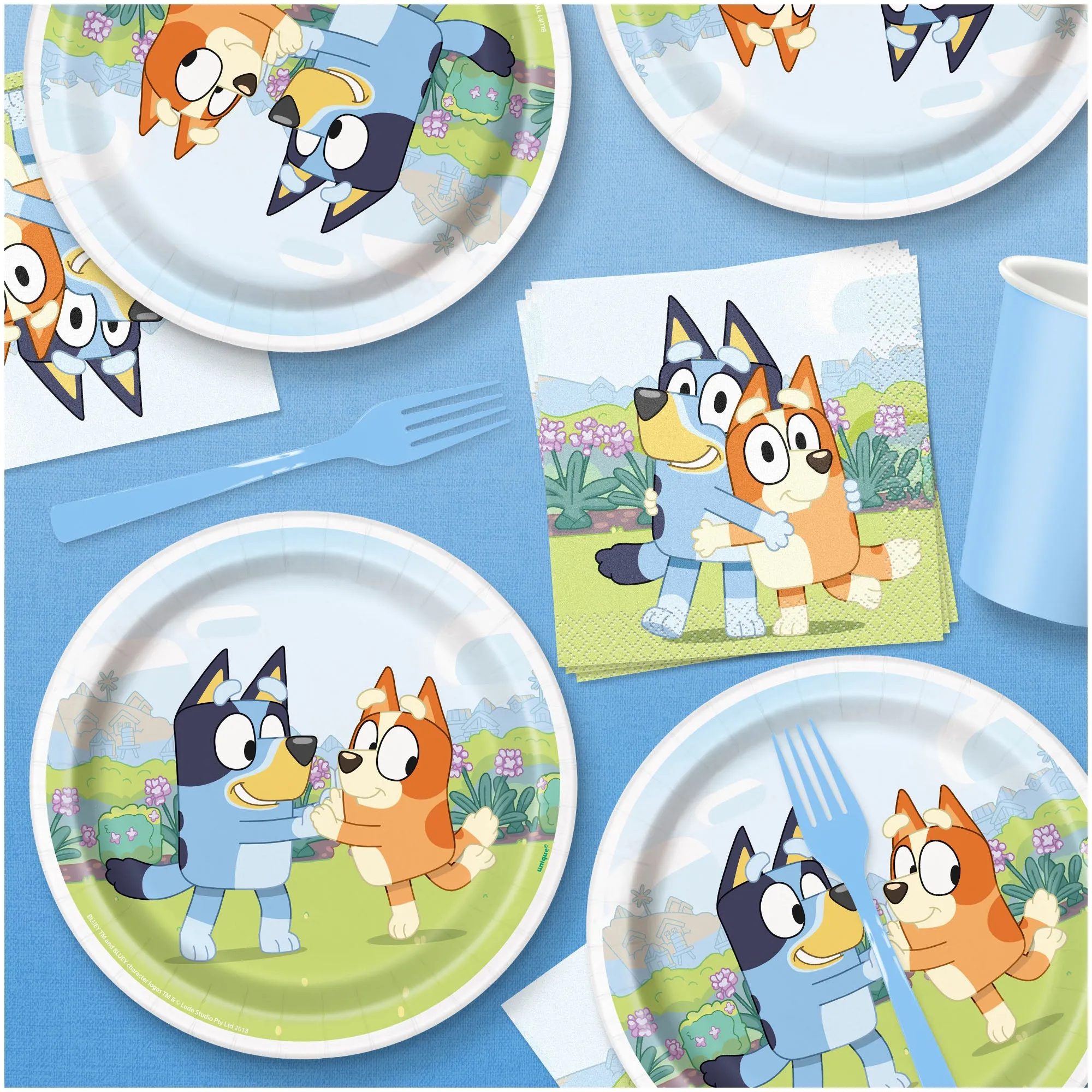 Bluey Party Supplies - Round Paper Dessert Plates and Beverage Napkins (Serves 16)