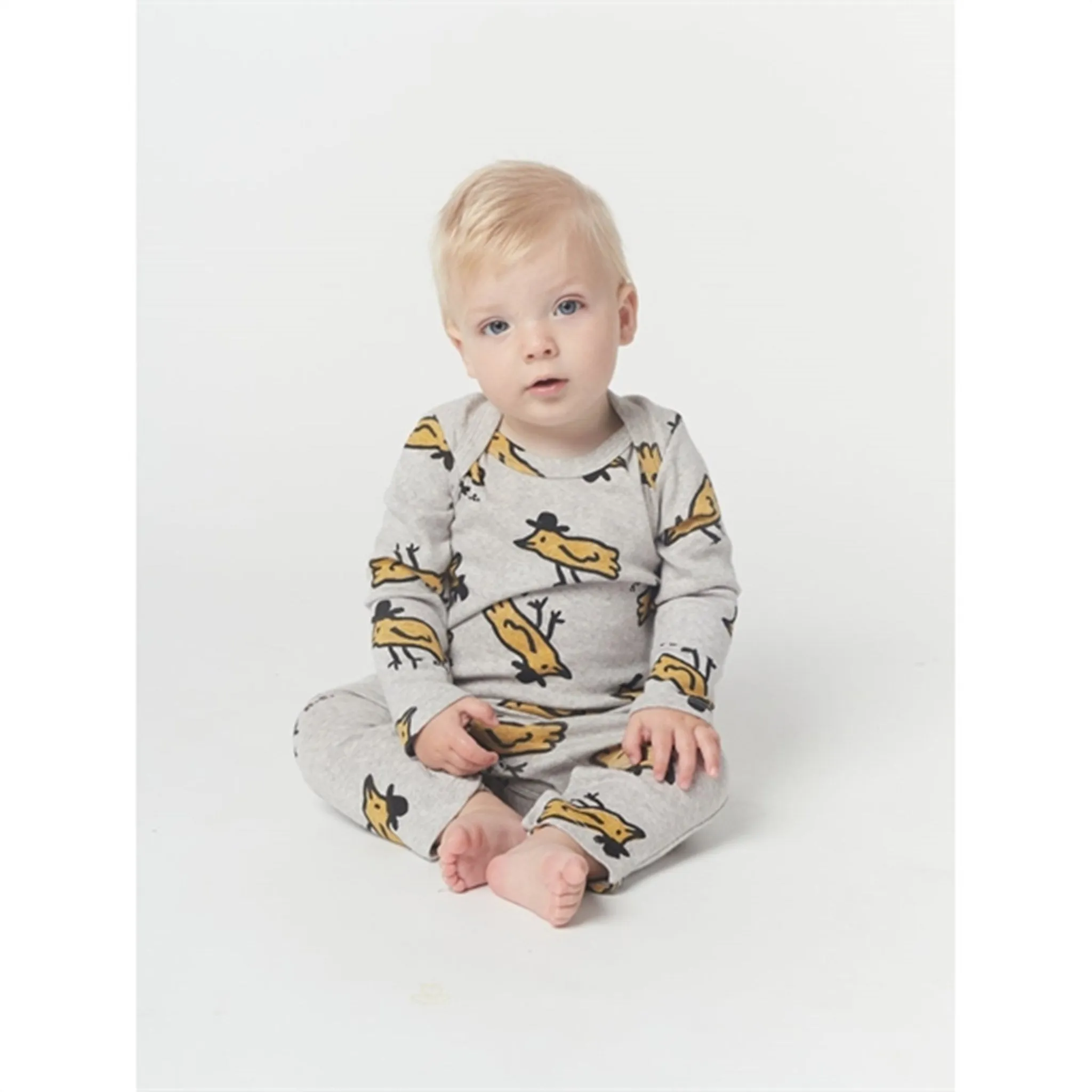 Bobo Choses Light Grey Mr Birdie All Over Overall