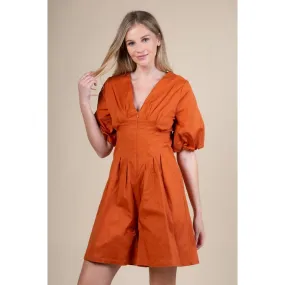 Box Pleat Waist Cropped Jumpsuit RUST