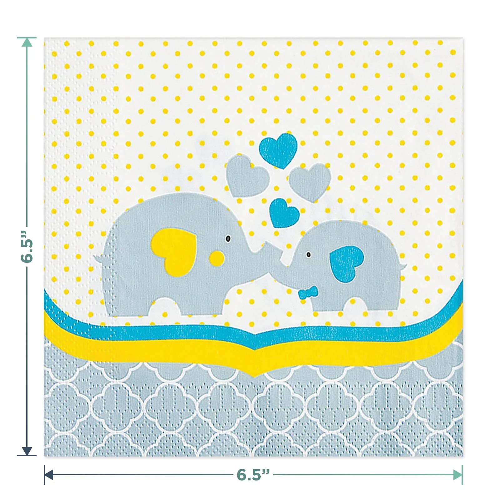 Boy Baby Shower Party Essentials -Little Peanut Yellow and Blue Elephant Paper Dinner Plates and Lunch Napkins (Serves 16)