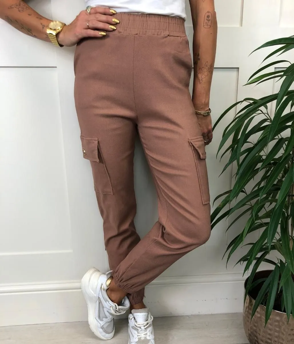 Brown Cuffed Cargo Trousers