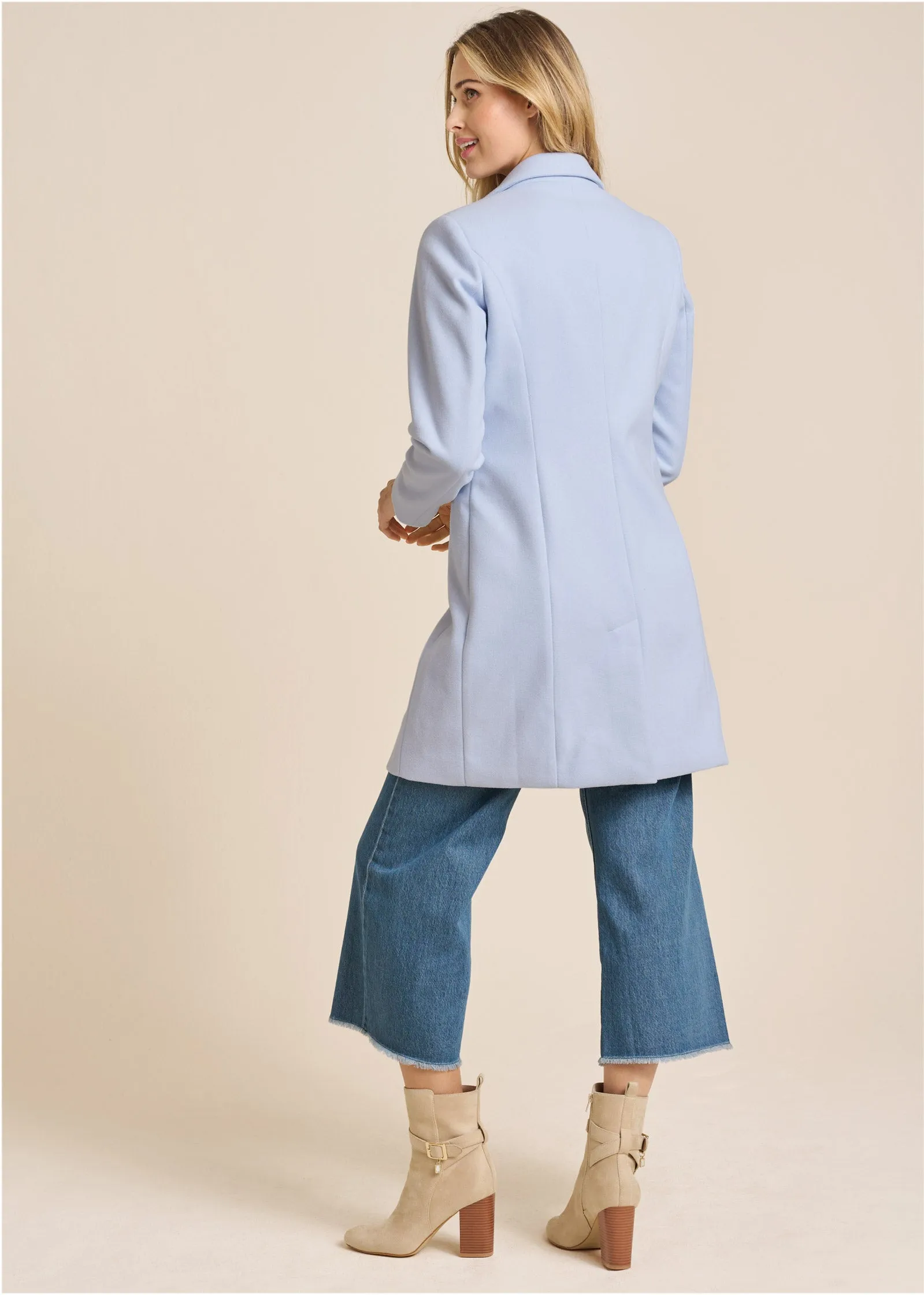 Button Front Coat - Light Blue