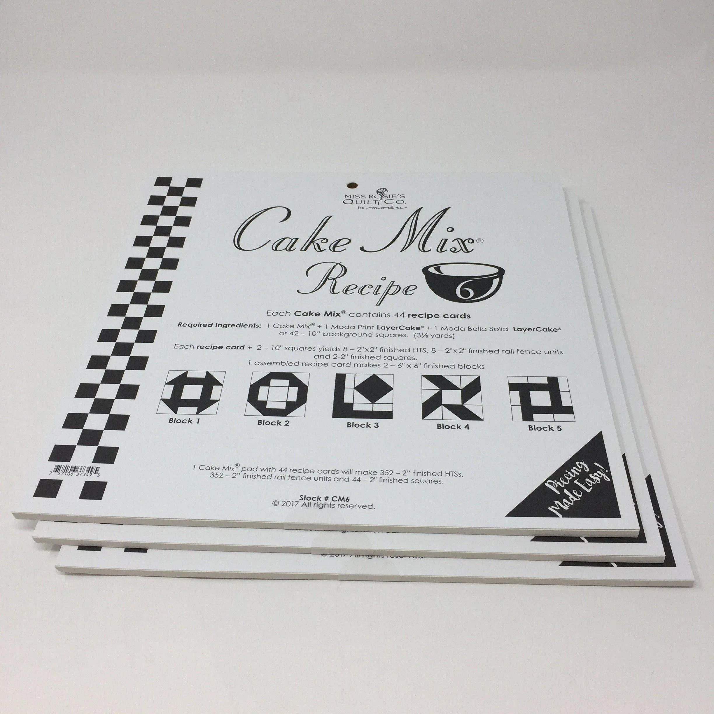 Cake Mix Recipe 6 by Moda- Each Recipe contains 44 Papers to make 88 Quilt Blocks