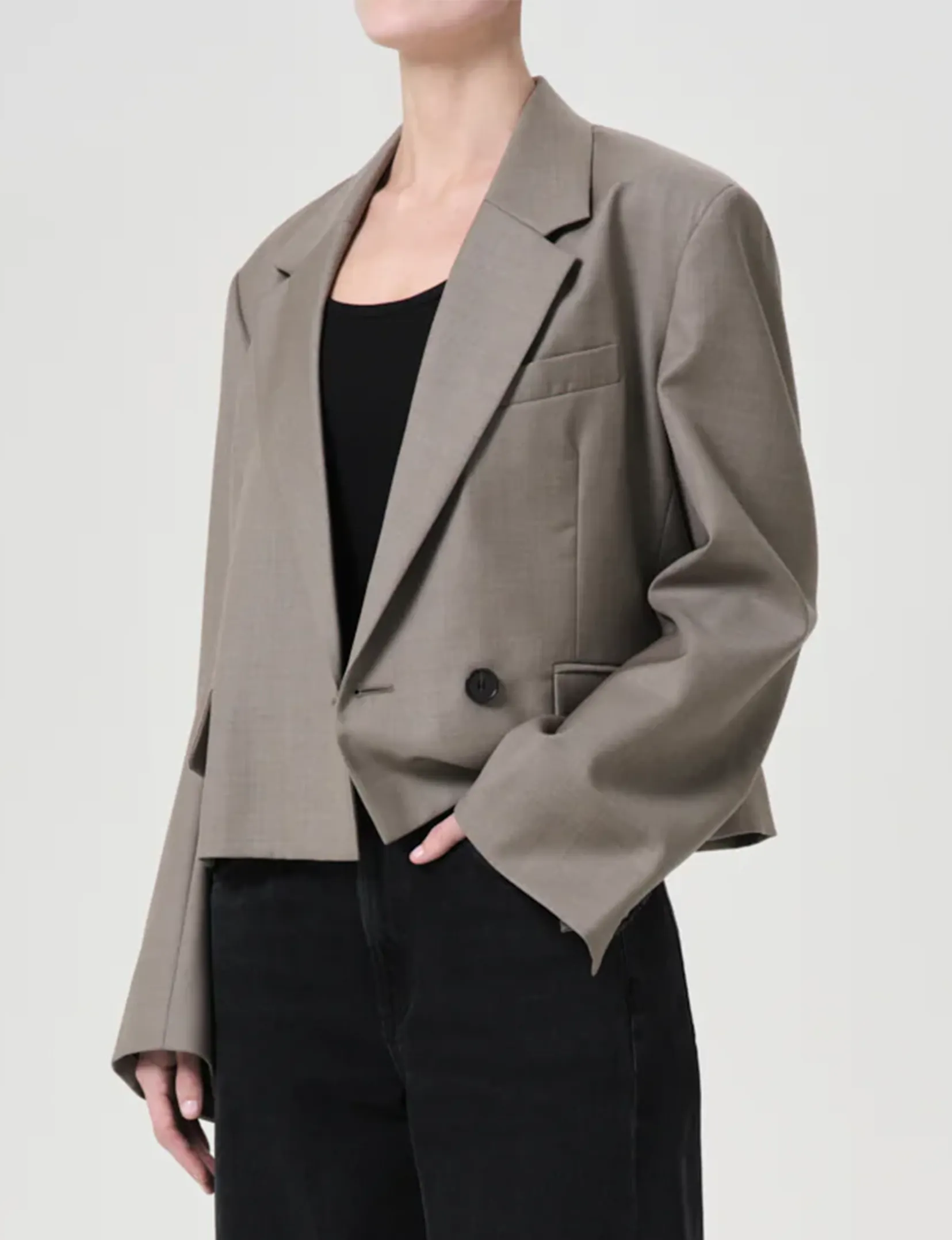 Callie Cropped Blazer, Khaki