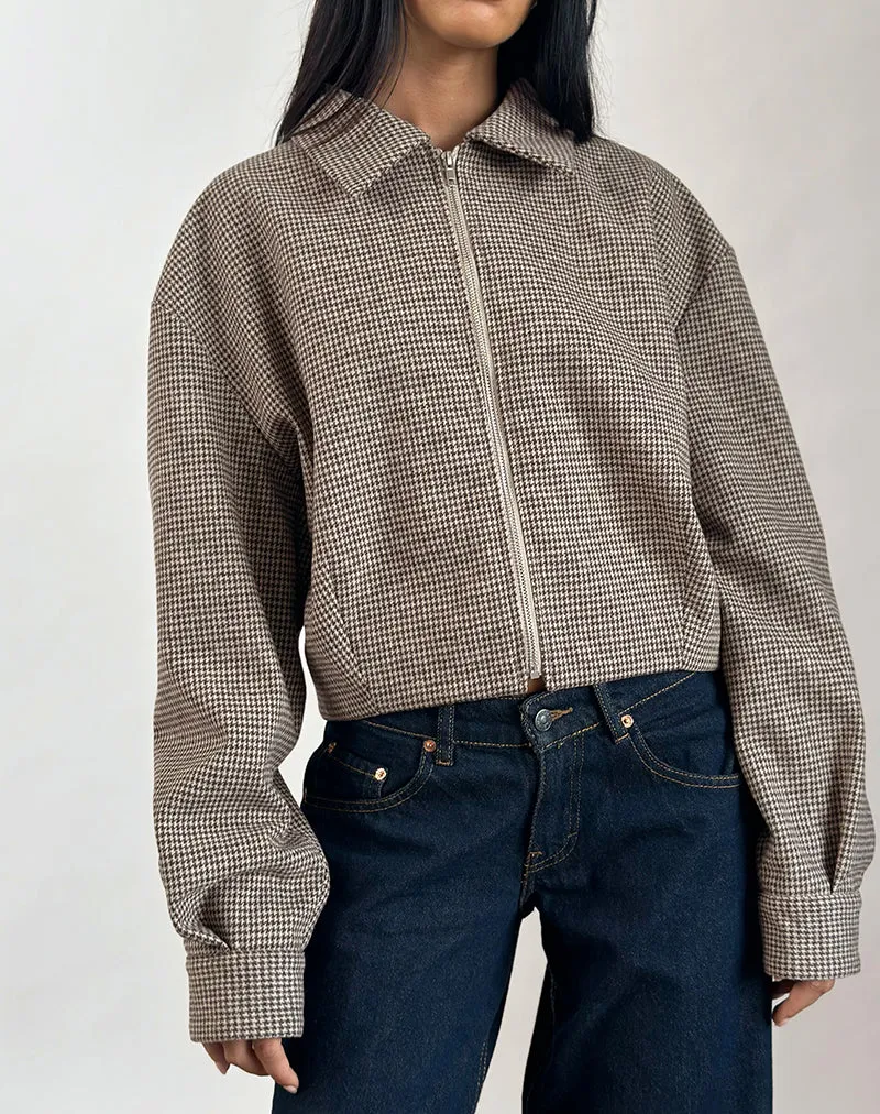 Carlo Cropped Jacket in Check Brown