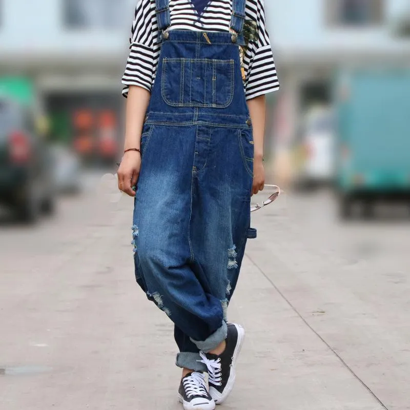 Casual Ripped Denim Overall